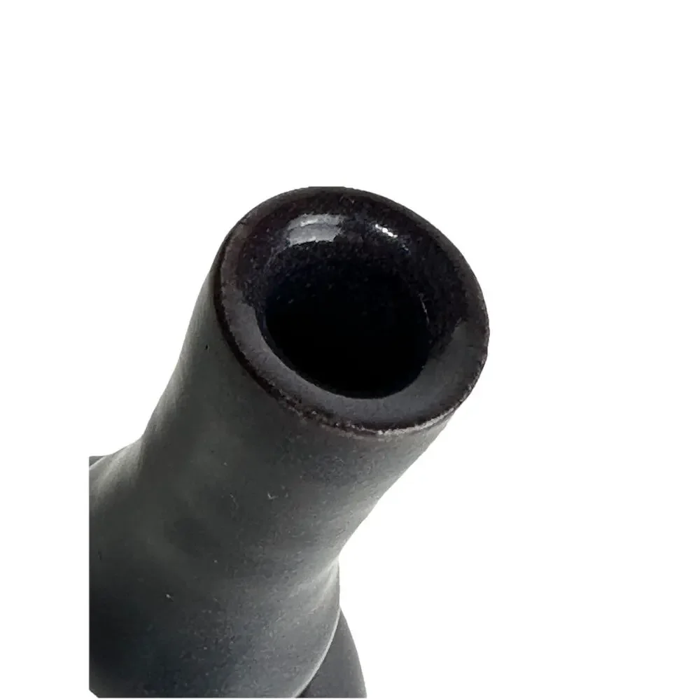 Vintage Signed FR Studio Pottery Vase Black Glaze Mid Century Modern Bud Vase 7